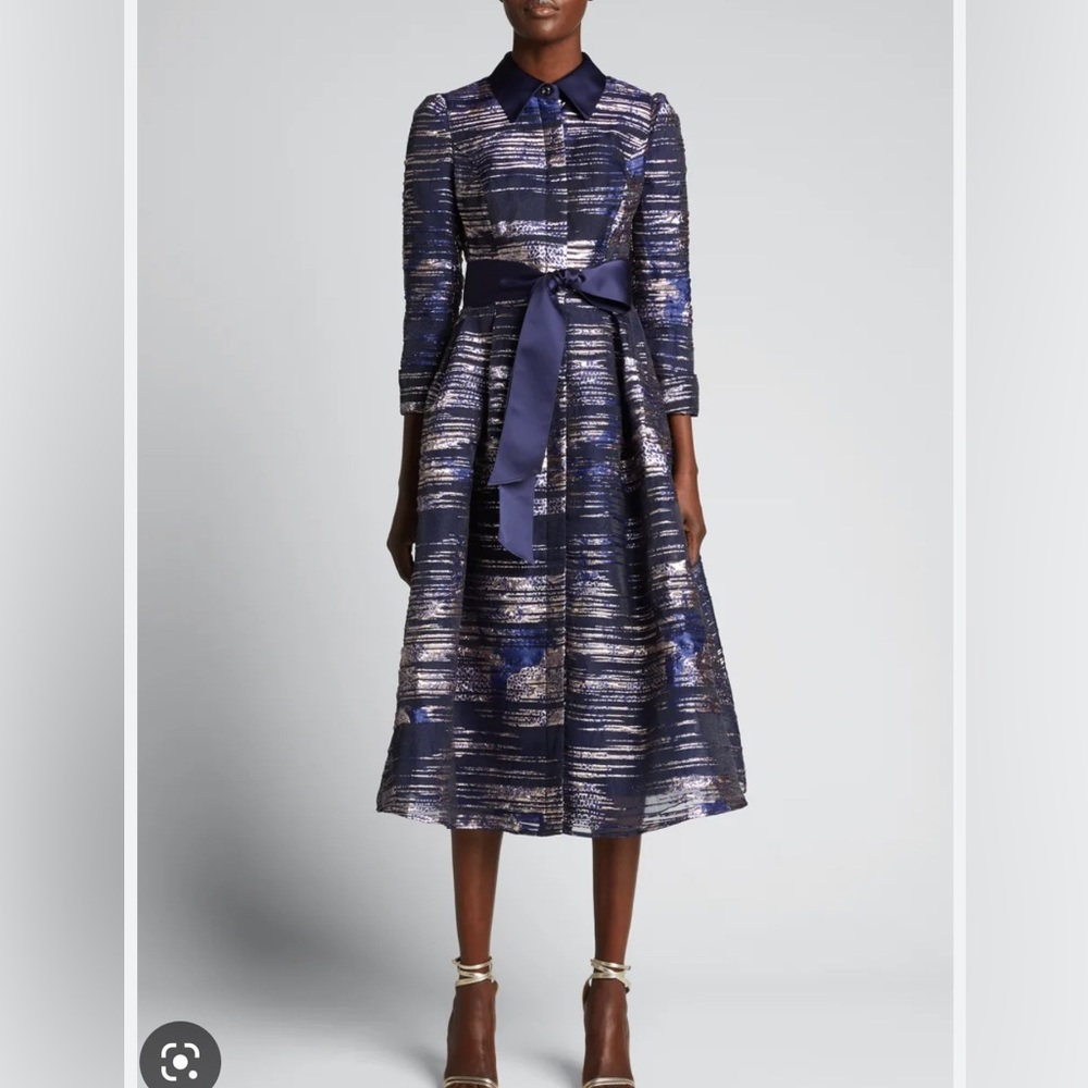 Rickie Freeman for Teri Jon Metallic Shirt Dress, size 16